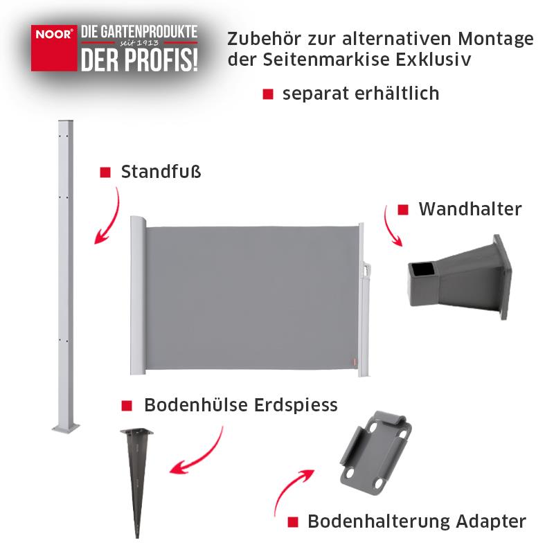 Bodenhülse Erdspieß für Seitenmarkise Exklusiv Zubehör NOOR