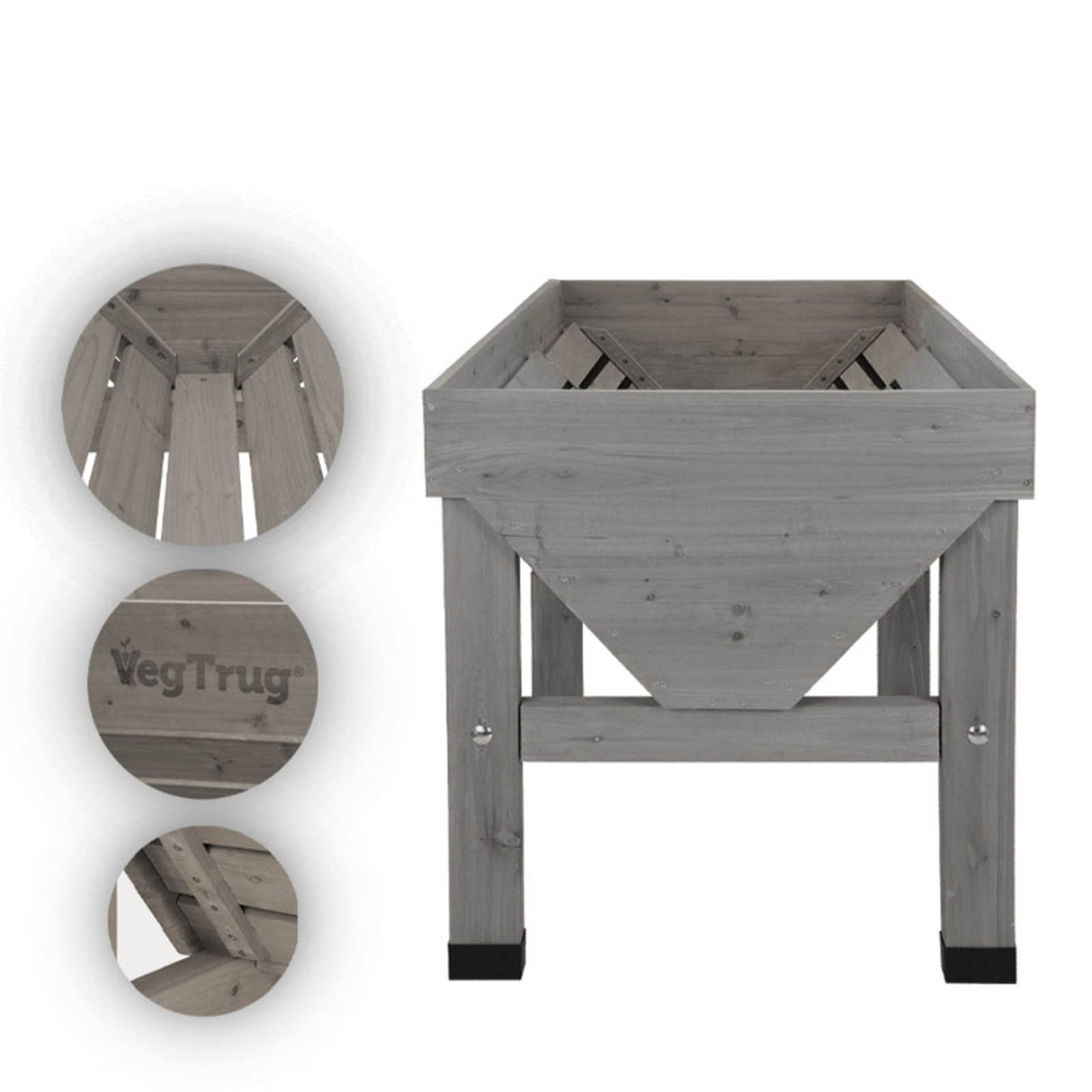 Einzigartiges V-Profil des 180 cm breiten VegTrugs für tiefwurzelnde Pflanzen in der Mitte und Flachwurzler am Rand