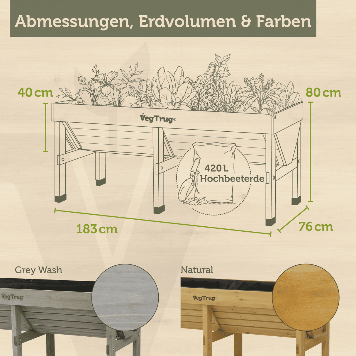 VegTrug® Klassik - 1,8 m - Klassisches Hochbeet aus Zedernholz