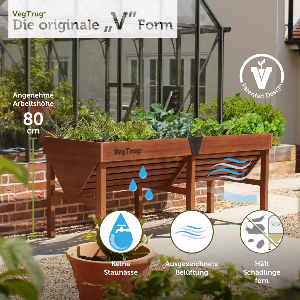 VegTrug® Aluminium Hochbeet 1,8 m in Teak-Optik