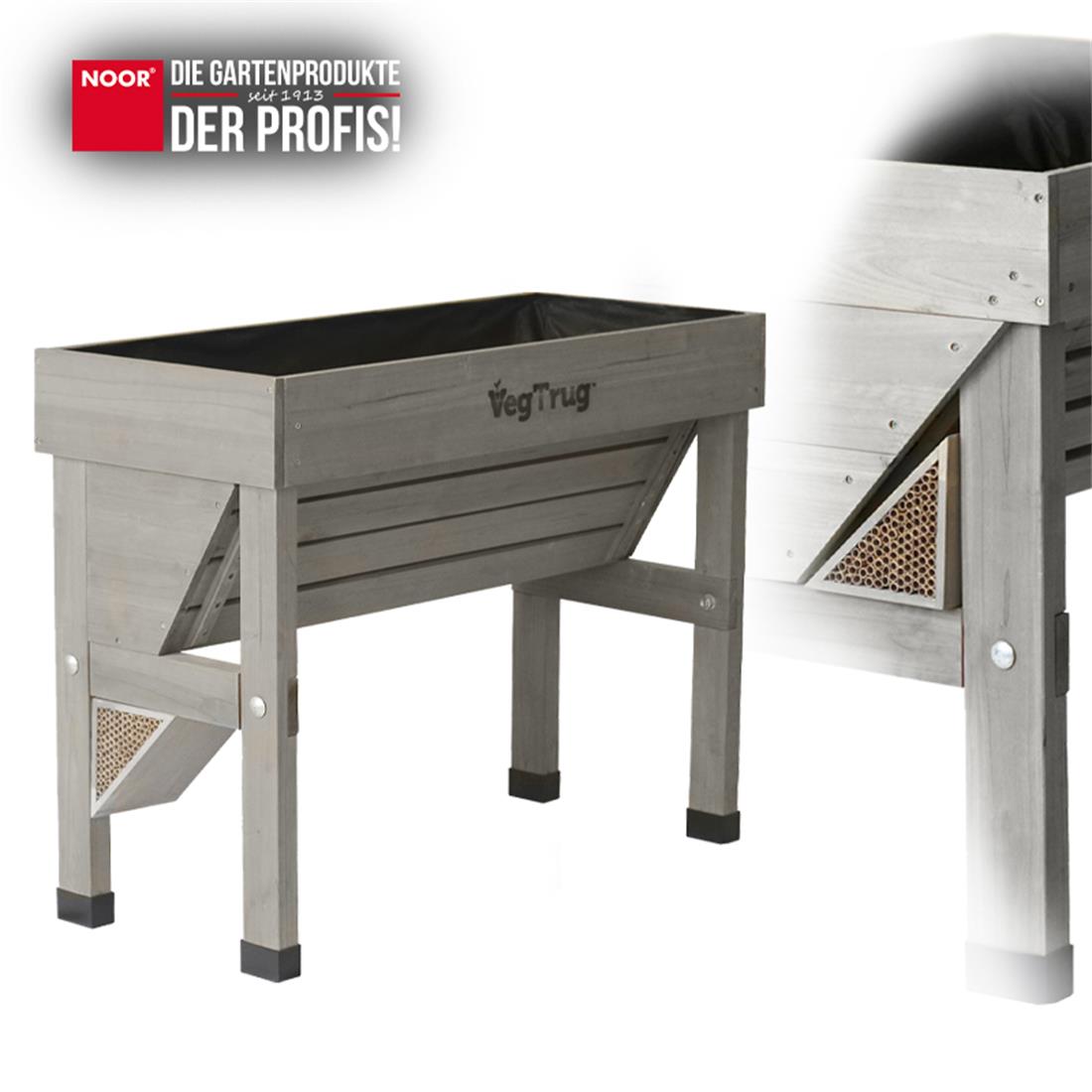 VegTrug® Bienenhotel für Hochbeete Grau Anwendung an Hochbeet NOOR