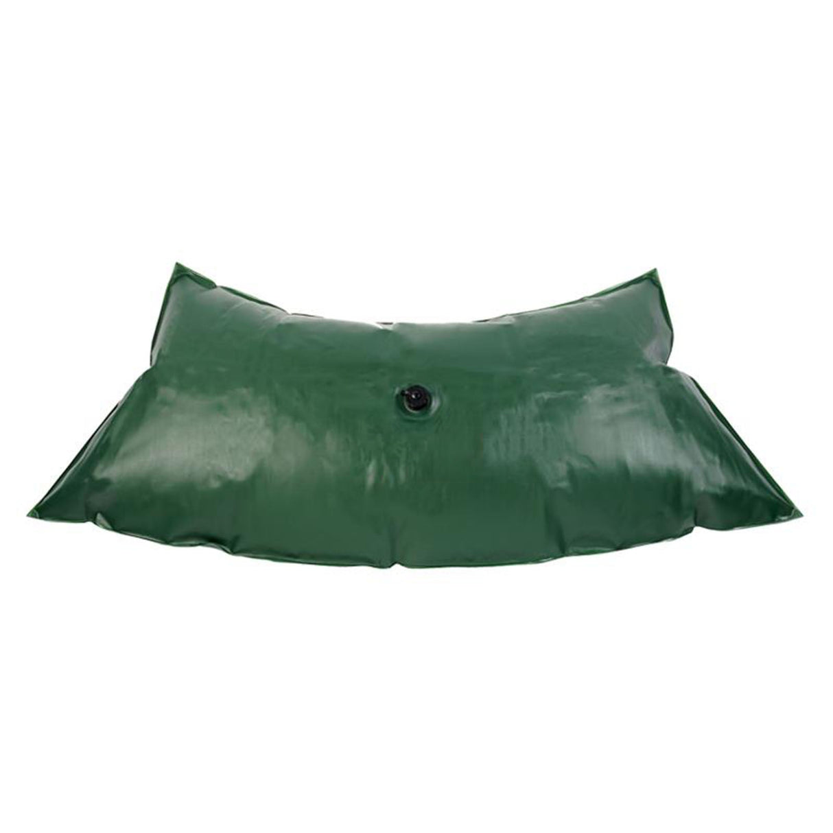 Großer, flach liegender dunkelgrüner FROGBAG Fatty XXL Bewässerungssack aus schwerem PVC-Gewebe am Fuß eines Baumes.