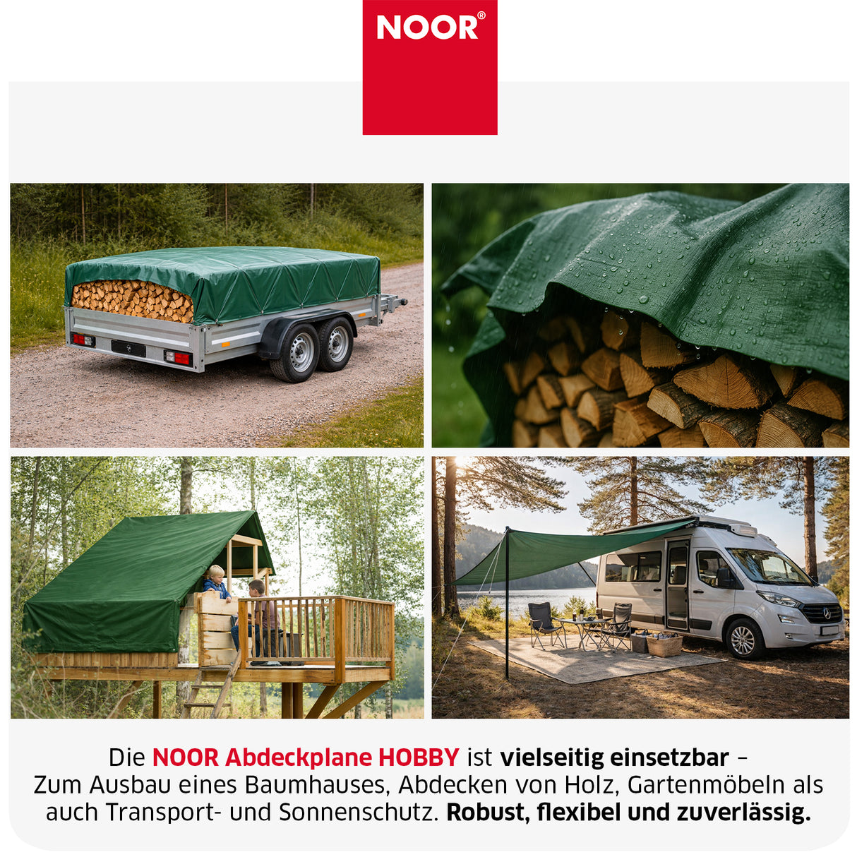 Vielseitige Abdeckplane HOBBY 120 g/m² in Dunkelgrün, erhältlich in 11 verschiedenen Größen für Haus und Garten