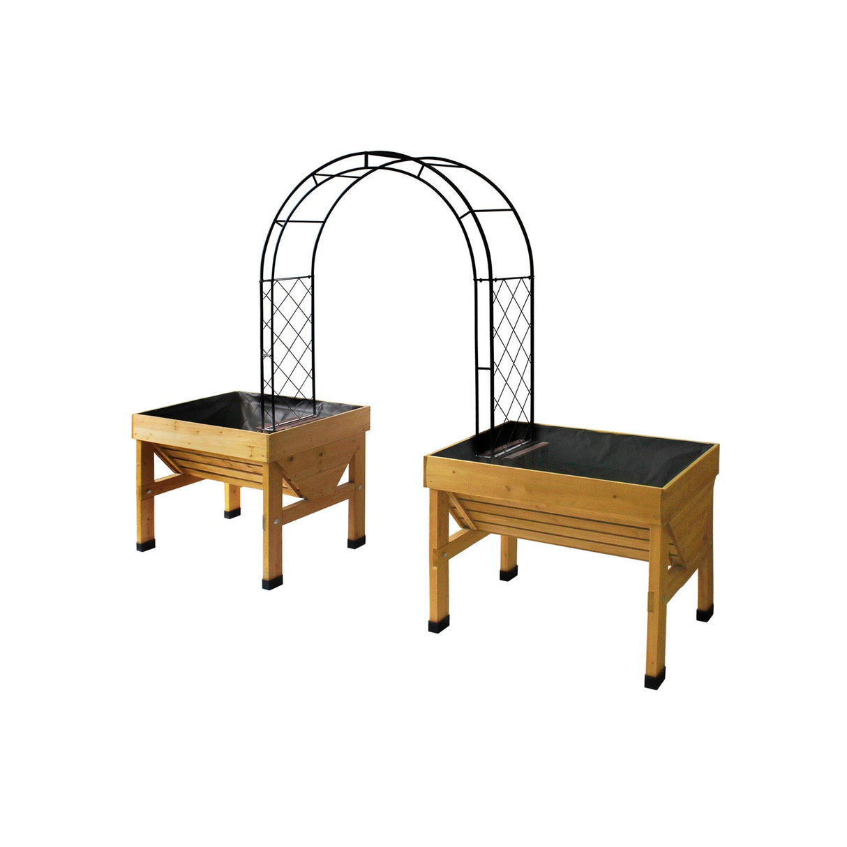 VegTrug Kletterbogen integriert in ein Hochbeet-System zur vertikalen Kultivierung von Klettergemüse