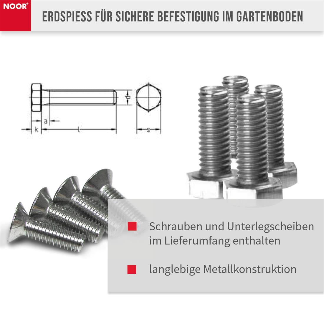 Bodenhülse Erdspieß für Seitenmarkise Exklusiv Infos Schrauben NOOR