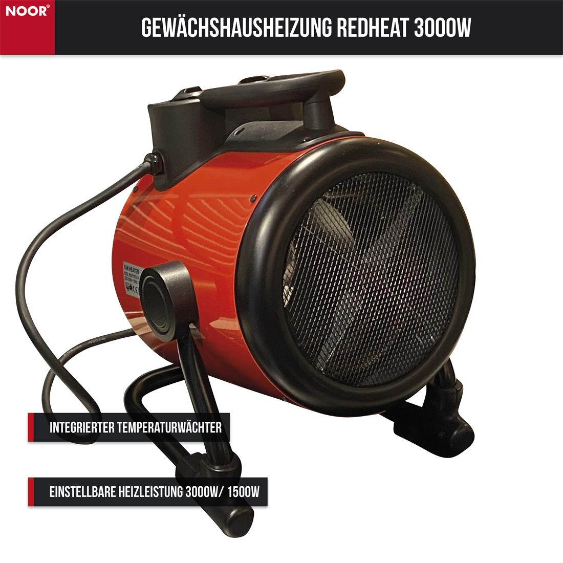 Gewächshausheizung RED HEAT Integrierter Temperaturwächter NOOR