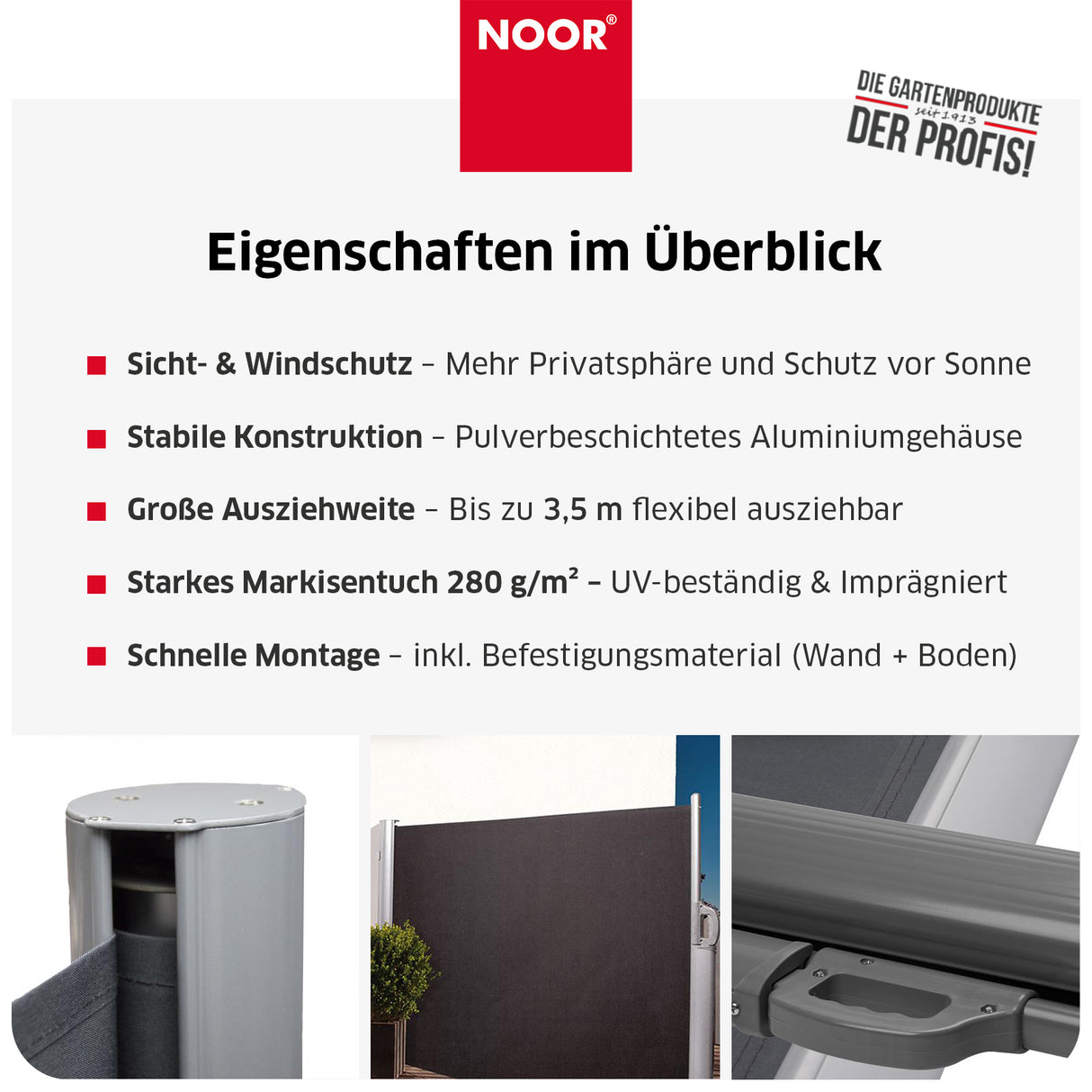 Seitenmarkise EXKLUSIV - 3,5 m - 280 g/m²