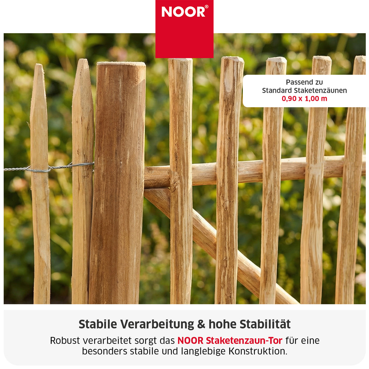 Staketenzaun Tor aus Berg-Haselnuss - 0,90x1 m