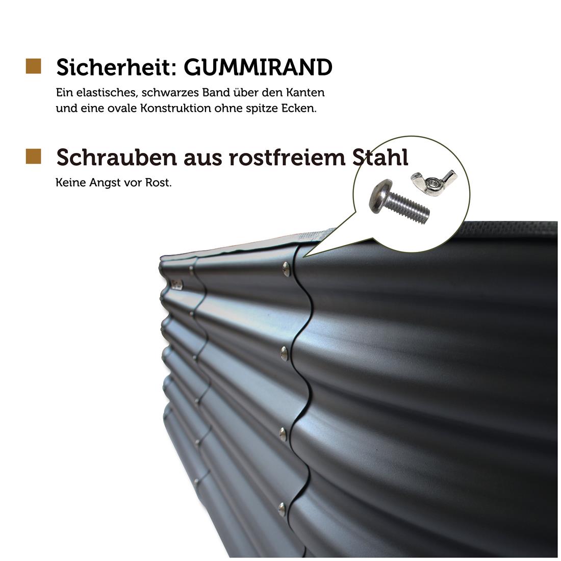 VegTrug® Metall-Hochbeet Charcoal Eigenschaften NOOR