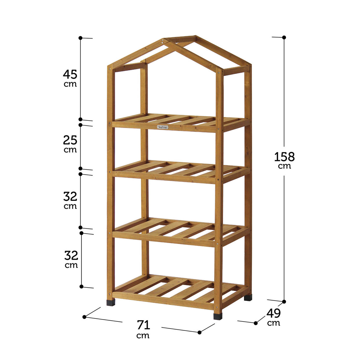 Maße eines Schmalen VegTrug Gewächshauses – ideal für vertikales Gärtnern an Hauswänden oder auf dem Balkon