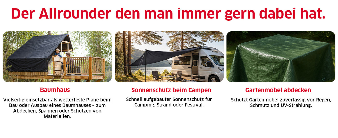 Vielseitige Abdeckplane HOBBY 120 g/m² in Dunkelgrün, erhältlich in 11 verschiedenen Größen für Haus und Garten