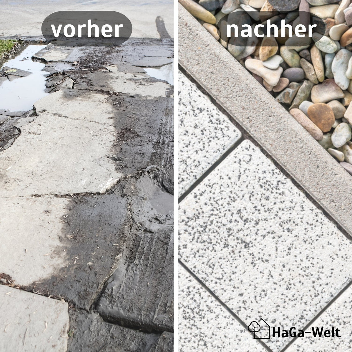 Drainagevlies 120 g/m² Vergleich Vorher Nachher HaGa bei NOOR