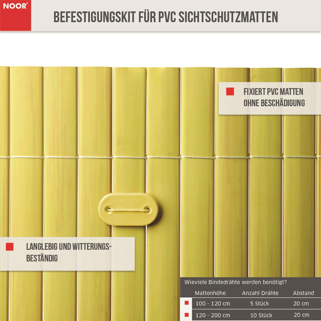 Befestigungskit für PVC Sichtschutzmatten Infos Bambus NOOR