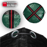 Nahaufnahme des hochreißfesten Gewebes und der verstärkten Kreuzstich-Nähte der Profi-Serie