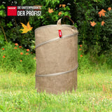 Selbststehender Jute Pop-Up Gartensack mit integrierter Federstahlspirale für die einfache Gartenarbeit