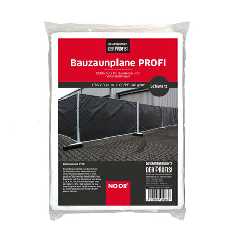 Schwarze Bauzaun-Plane PROFI 176x341 cm aus robustem 140 g/m² Gewebe für Baustellen