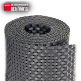 Detailaufnahme des 830g/m² starken PE-Rattan-Geflechts in moderner 3D-Optik für Gartenzäune
