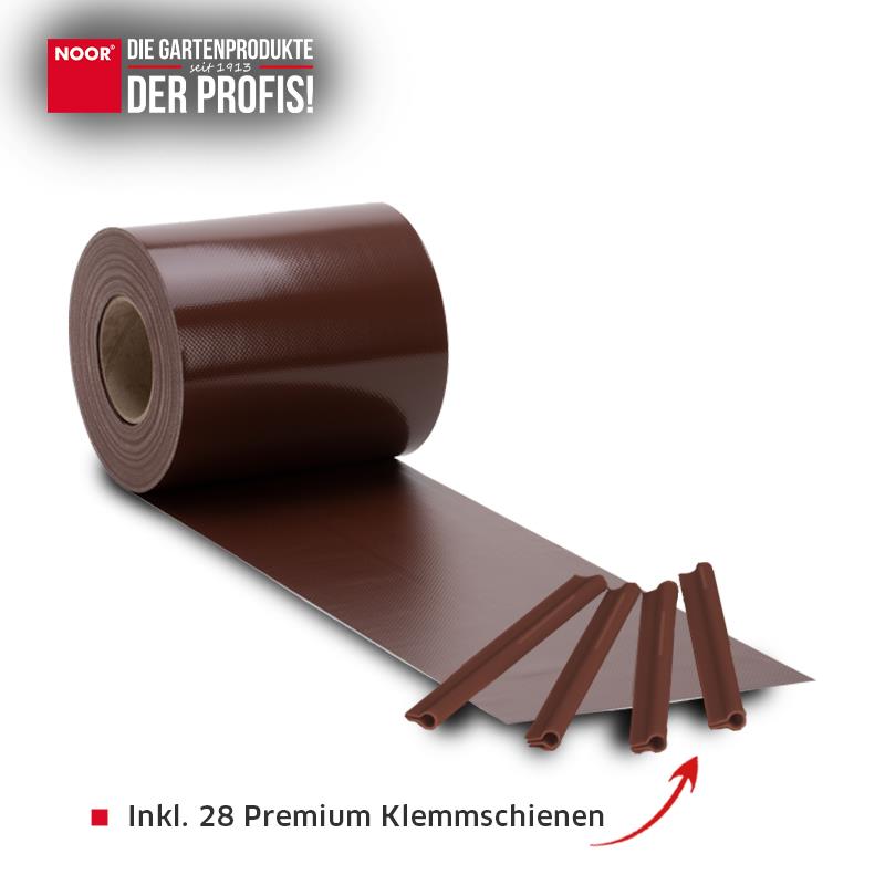 35 Meter Rolle PVC Sichtschutzstreifen in 19 cm Höhe für die blickdichte Verkleidung von Doppelstabmattenzäunen