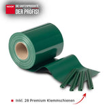 35 Meter Rolle PVC Sichtschutzstreifen in 19 cm Höhe für die blickdichte Verkleidung von Doppelstabmattenzäunen