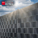 Eingeflochtene Sichtschutzstreifen in RAL 7016 in einem Gittermattenzaun als moderner Wind- und Sichtschutz