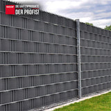 Blickdicht gestalteter Gartenzaun mit wetterfesten PVC Easy Zaunblenden als Sicht- und Windschutz