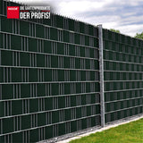 Blickdicht gestalteter Gartenzaun mit wetterfesten PVC Easy Zaunblenden als Sicht- und Windschutz
