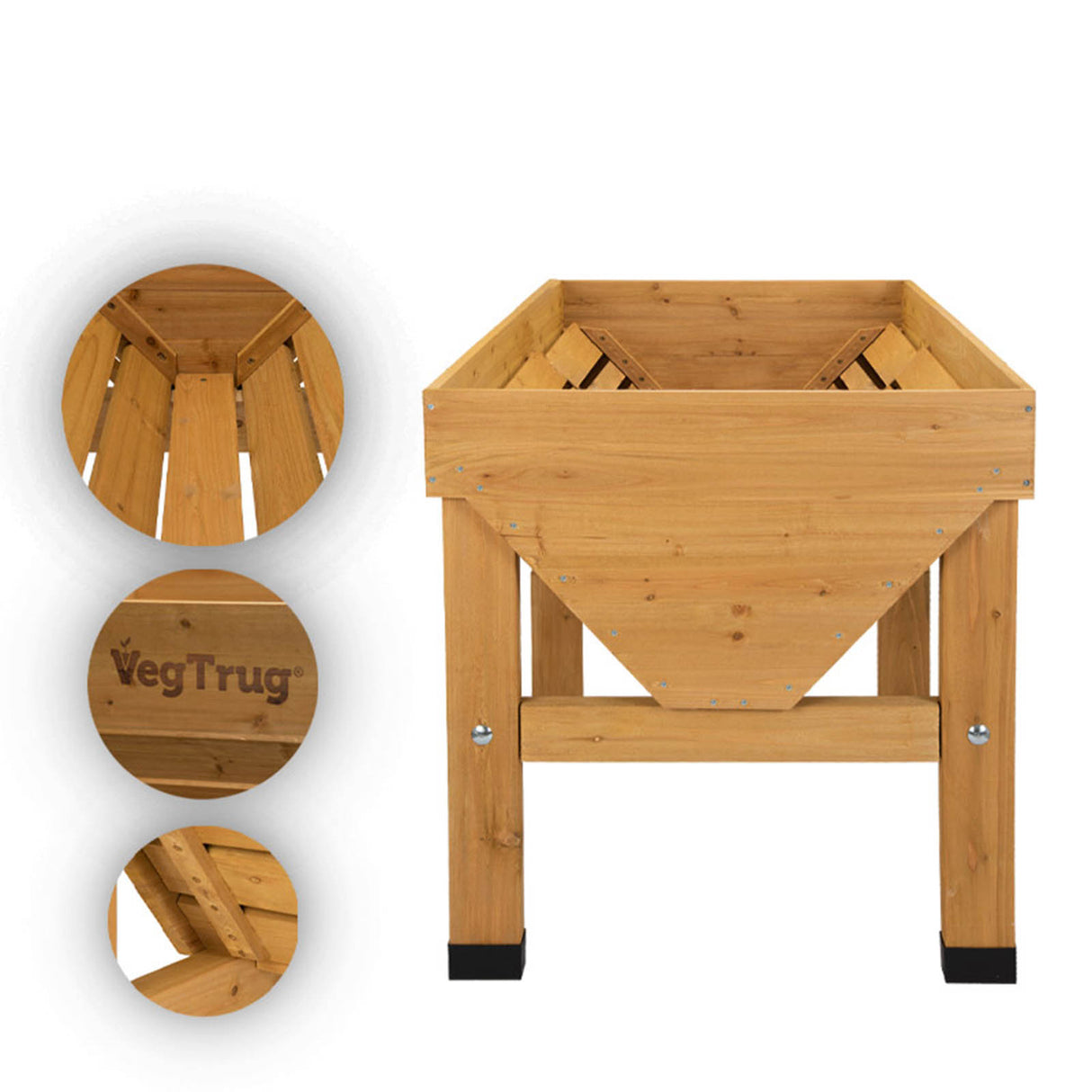 Massive Standfüße und verstärkte Konstruktion des 1,8 m VegTrugs für sicheren Halt bei maximaler Befüllung