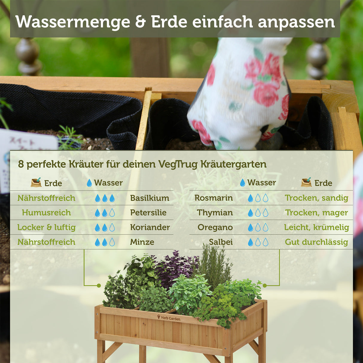 VegTrug® Kräuterhochbeet - Kräuteranbau inklusive Kräuterteiler