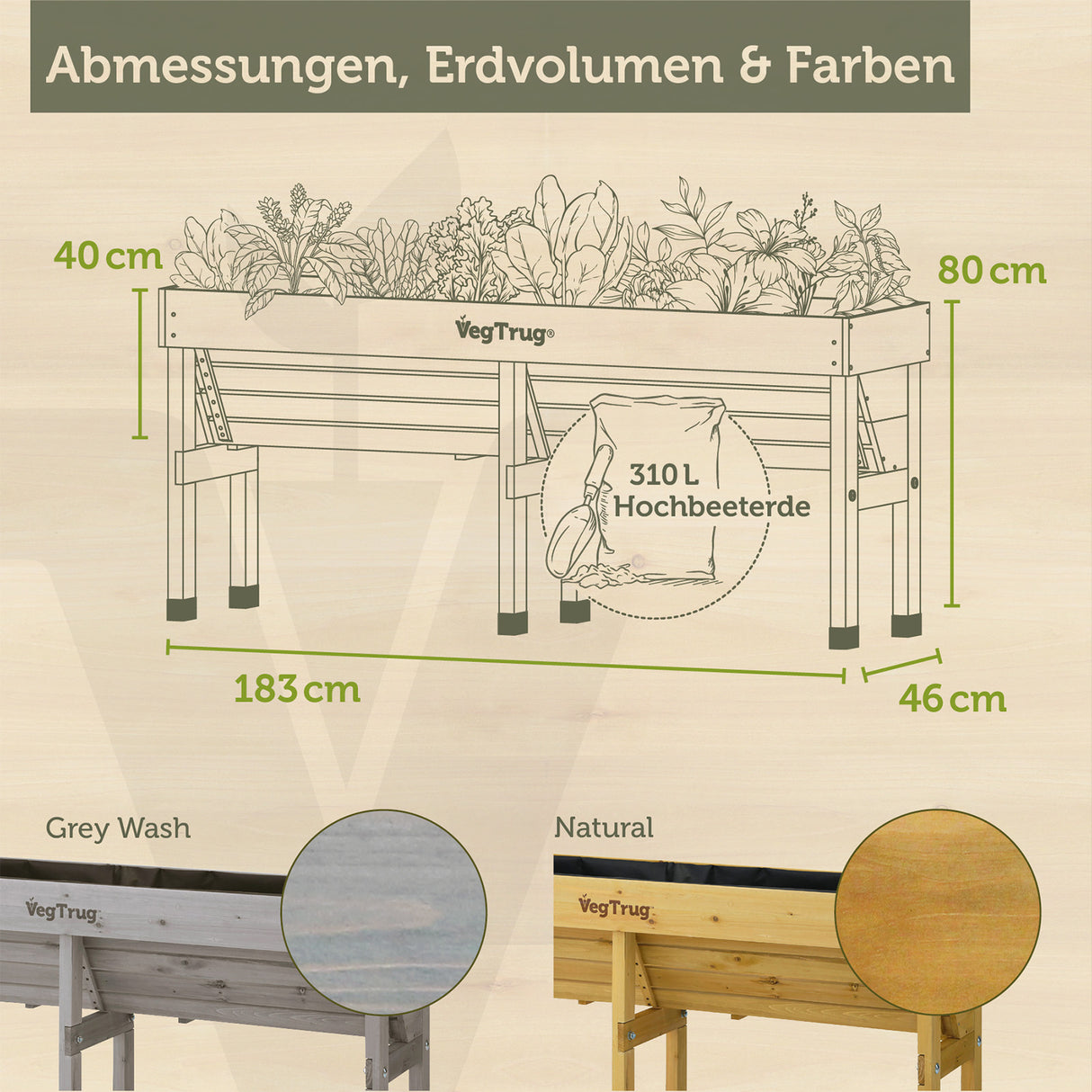 VegTrug® WallHugger - 1,8 m Praktisches Hochbeet für Ihren Garten