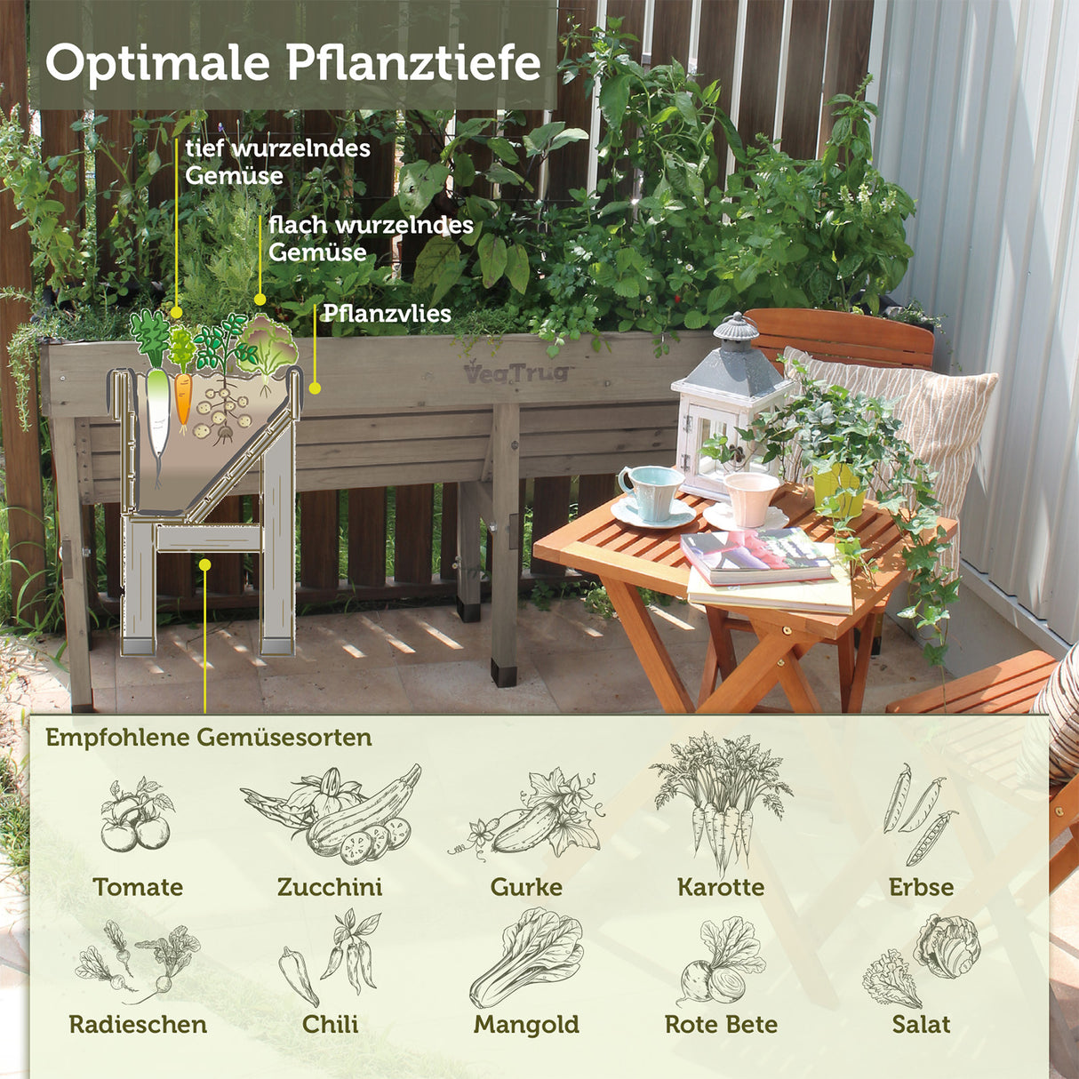 VegTrug® WallHugger - 1,8 m Praktisches Hochbeet für Ihren Garten