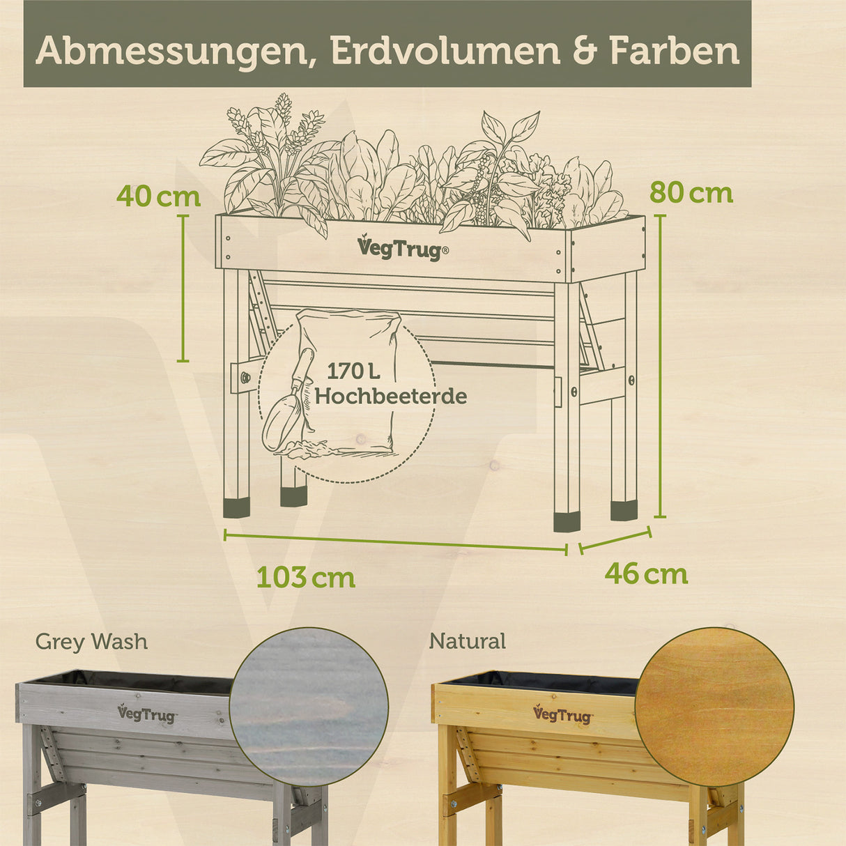 VegTrug® WallHugger - 1 m - Platzsparendes Hochbeet