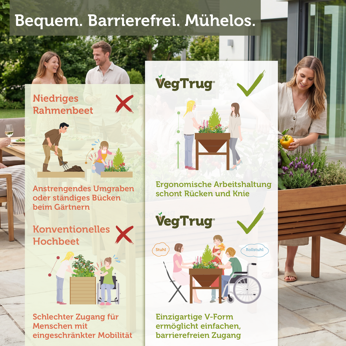 VegTrug® Aluminium Hochbeet 1,8 m in Teak-Optik