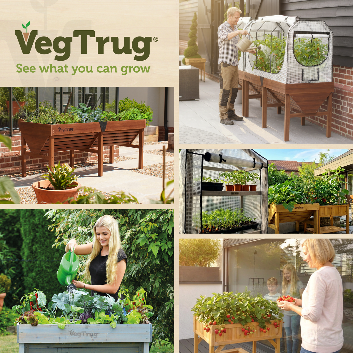 VegTrug® Aluminium Hochbeet 1,8 m in Teak-Optik