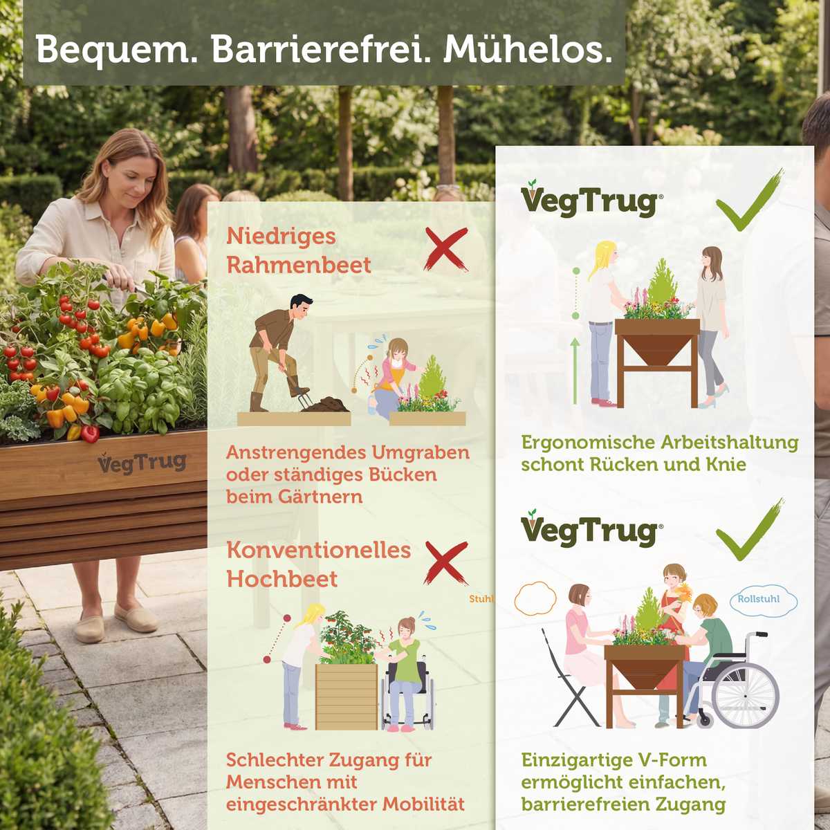 VegTrug® Aluminium Hochbeet 1 m in Teak-Optik