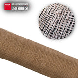 Nahaufnahme der feinen 185 g/m² Jutestruktur aus natürlichen Fasern für dekorative Zwecke