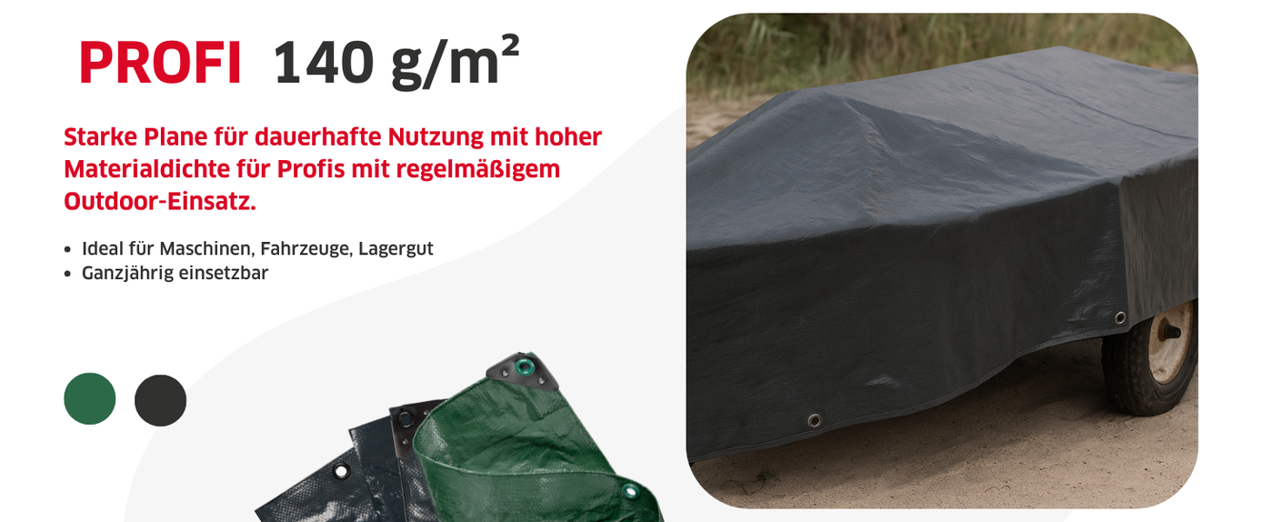 bdeckplane PROFI im Einsatz als wasserdichte Schutzhaube zum Schutz vor Regen und Schmutz