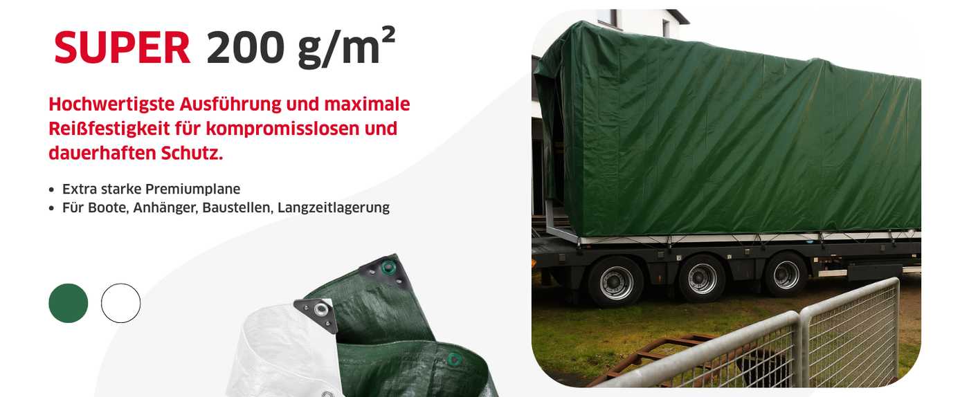 Verstärkter Rand mit rundum eingearbeiteter Spannschnur und stabilen, rostfreien Metall-Ösen im 50 cm Abstand