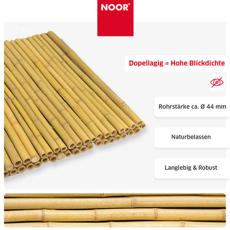 Bambusmatte DELUXE - Besonders stabiler Sichtschutz - Verschiedene Größen