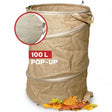 Selbststehender NOOR Pop-up Gartensack in Braun (Jute) mit verstärkten Griffen für die einfache Gartenarbeit.