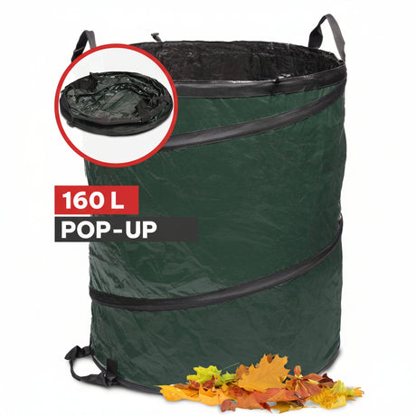 Selbststehender NOOR Pop-up Gartensack in Grün (PP/PE) mit verstärkten Griffen für die einfache Gartenarbeit.