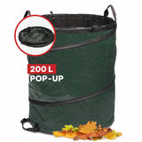 Selbststehender NOOR Pop-up Gartensack in Grün (PP/PE) mit verstärkten Griffen für die einfache Gartenarbeit.