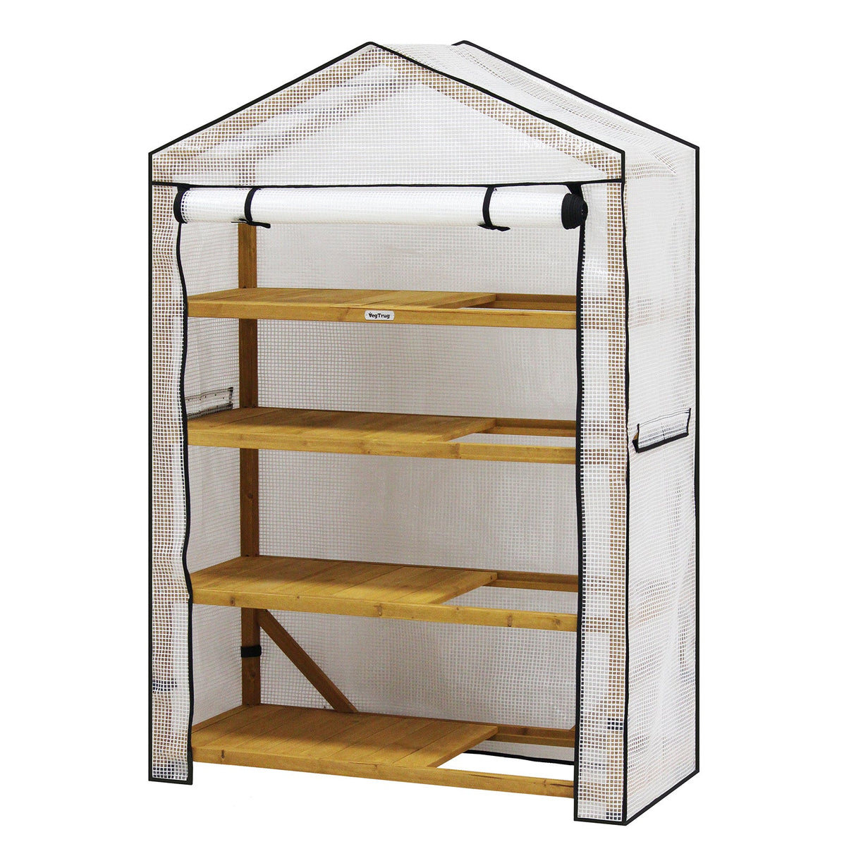 Großes VegTrug Foliengewächshaus 111x49x168 cm mit stabilem Rahmen aus Zedernholz für den Garten