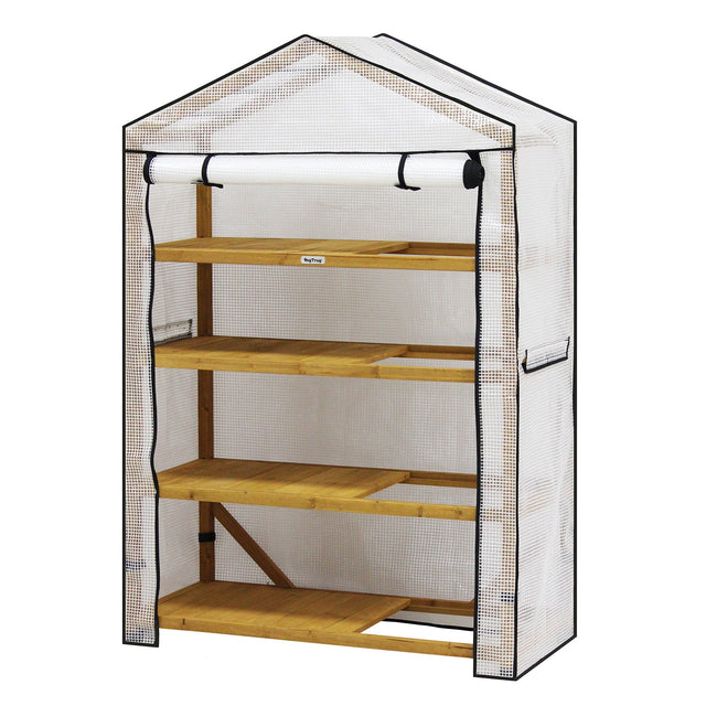 Großes VegTrug Foliengewächshaus 111x49x168 cm mit stabilem Rahmen aus Zedernholz für den Garten