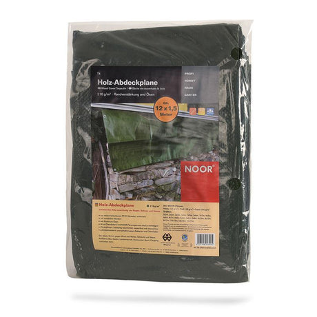 Robuste Holz-Abdeckplane 210 g/m² in Dunkelgrün zur wetterfesten Abdeckung von Brennholzstapeln