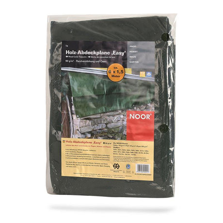 Leichte Holz-Abdeckplane Easy 1,50 x 6 m in Grün zur schnellen Abdeckung von Brennholz