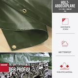 Detailansicht der wasserdichten und UV-beständigen PVC-Beschichtung der robusten Schutzplane