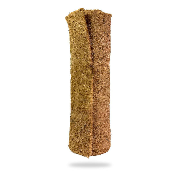 Rolle einer braunen Kokosmatte von NOOR zur Isolierung und zum Schutz von Pflanzen im Winter.