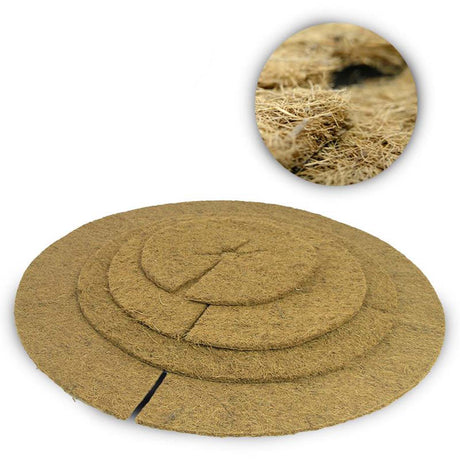 Runde Kokosscheibe von NOOR aus natürlichen Fasern zur Isolierung von Kübelpflanzen gegen Frost und Wind.