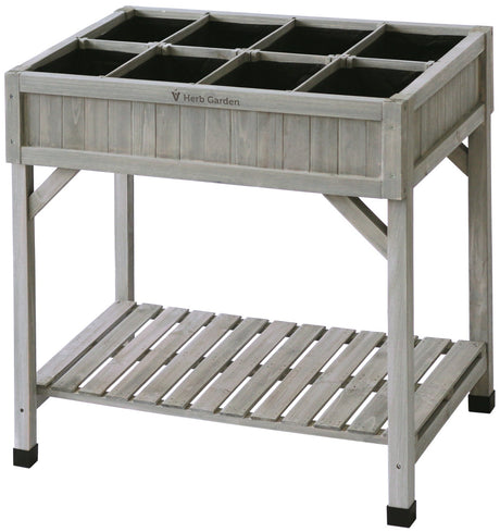 VegTrug Kräuterhochbeet aus Zedernholz mit praktischem Kräuterteiler für 8 separate Pflanzfächer