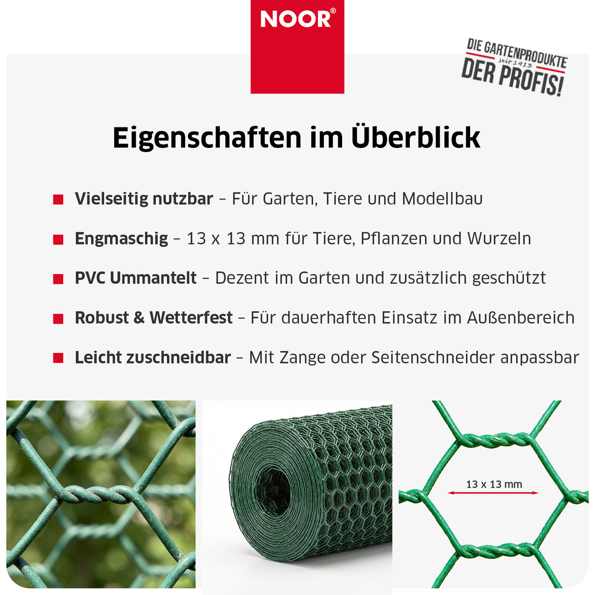 Maschendrahtzaun 13 mm Grün Eigenschaften NOOR